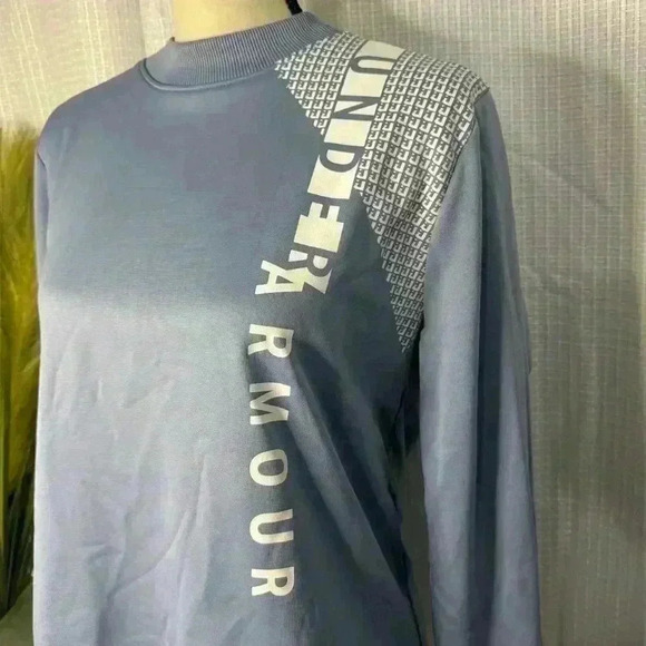 Under Armour Women's Large Synthetic Fleece Crew Word Mark, Washed Blue - Picture 2 of 6